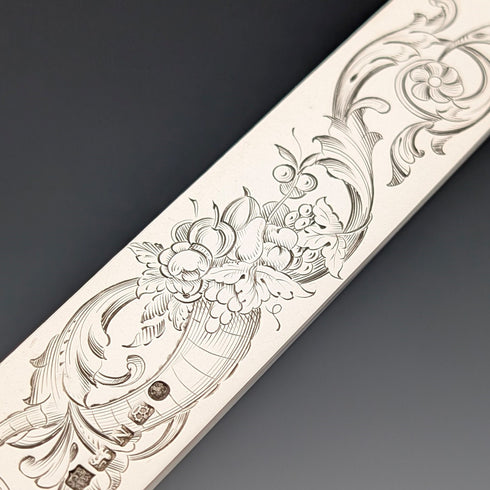 1856年 英国アンティーク 総純銀製 サービングカトラリーペア 計174g Martin Hall